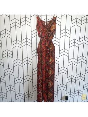 RAGA Red and Brown Printed Maxi Dress